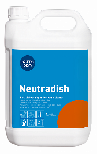 Kiilto Neutradish / концентрированное нейтральное жидкое моющее средство  для посуды / 5 л